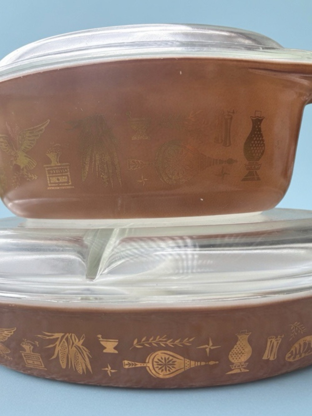 Vintage PYREX MCM Early American Pattern Gold Eagle